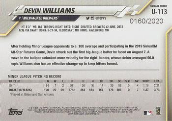 2020 Topps Update - Gold #U-113 Devin Williams Back