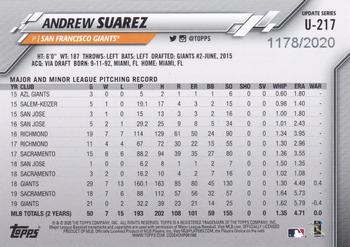 2020 Topps Update - Gold #U-217 Andrew Suarez Back