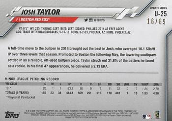 2020 Topps Update - Black #U-25 Josh Taylor Back