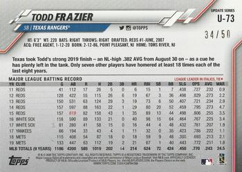 2020 Topps Update - Mother’s Day Hot Pink #U-73 Todd Frazier Back