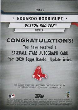 2020 Topps Update - Baseball Stars Autographs Black #BSA-ER Eduardo Rodriguez Back