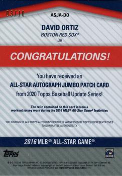 2020 Topps Update - All-Star Stitches Jumbo Patch Autographs #ASJA-DO David Ortiz Back