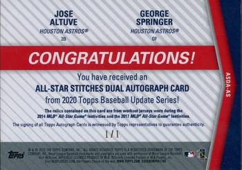 2020 Topps Update - All-Star Stitches Dual Autographs Platinum #ASDA-AS George Springer / Jose Altuve Back