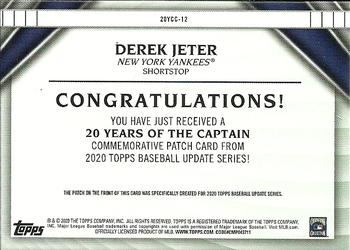 2020 Topps Update - 20 Years of The Captain Commemorative Patch #20YCC-12 Derek Jeter Back