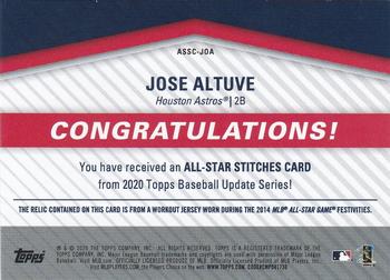 2020 Topps Update - All-Star Stitches Relics #ASSC-JOA Jose Altuve Back