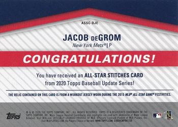 2020 Topps Update - All-Star Stitches Relics Silver #ASSC-DJE Jacob deGrom Back