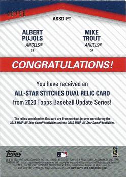 2020 Topps Update - All-Star Stitches Dual Relics #ASSD-PT Mike Trout / Albert Pujols Back