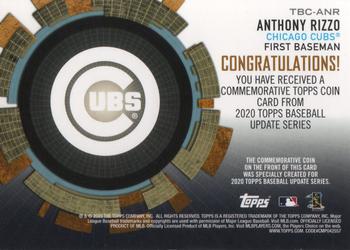 2020 Topps Update - Baseball Coin Cards #TBC-ANR Anthony Rizzo Back