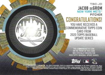 2020 Topps Update - Baseball Coin Cards #TBC-JD Jacob deGrom Back