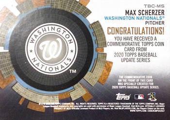 2020 Topps Update - Baseball Coin Cards #TBC-MS Max Scherzer Back