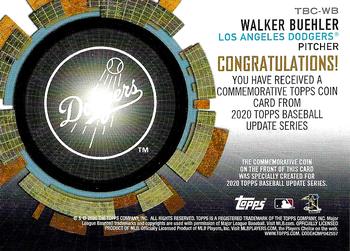 2020 Topps Update - Baseball Coin Cards #TBC-WB Walker Buehler Back