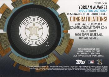 2020 Topps Update - Baseball Coin Cards #TBC-YA Yordan Alvarez Back
