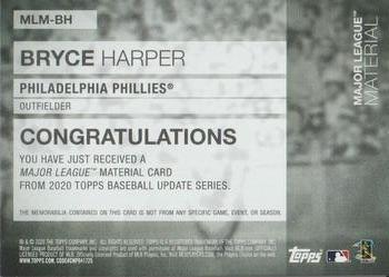 2020 Topps Update - Major League Material Relics #MLM-BH Bryce Harper Back