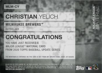 2020 Topps Update - Major League Material Relics #MLM-CY Christian Yelich Back