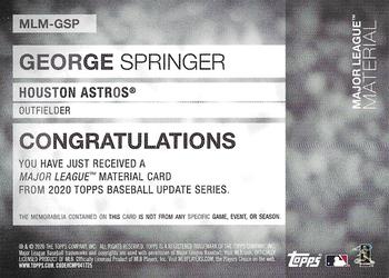 2020 Topps Update - Major League Material Relics #MLM-GSP George Springer Back