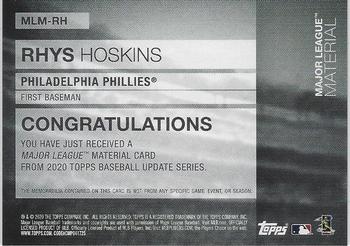 2020 Topps Update - Major League Material Relics #MLM-RH Rhys Hoskins Back