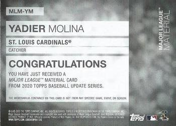 2020 Topps Update - Major League Material Relics #MLM-YM Yadier Molina Back