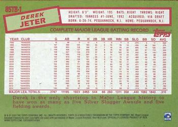 2020 Topps Update - 1985 Topps Baseball 35th Anniversary #85TB-1 Derek Jeter Back