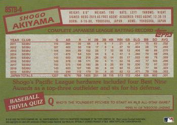 2020 Topps Update - 1985 Topps Baseball 35th Anniversary #85TB-4 Shogo Akiyama Back
