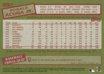 2020 Topps Update - 1985 Topps Baseball 35th Anniversary #85TB-7 Ronald Acuña Jr. Back