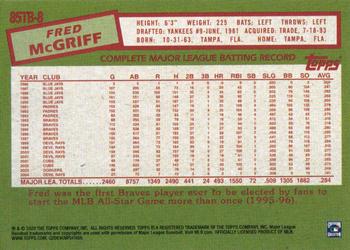 2020 Topps Update - 1985 Topps Baseball 35th Anniversary #85TB-8 Fred McGriff Back