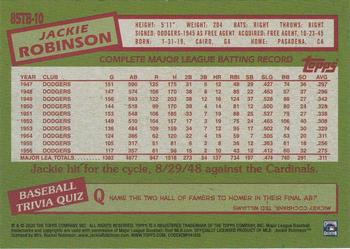 2020 Topps Update - 1985 Topps Baseball 35th Anniversary #85TB-10 Jackie Robinson Back
