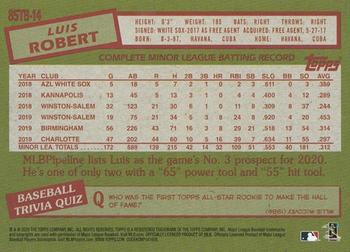 2020 Topps Update - 1985 Topps Baseball 35th Anniversary #85TB-14 Luis Robert Back