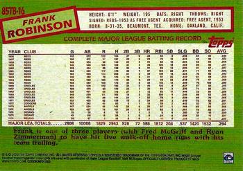 2020 Topps Update - 1985 Topps Baseball 35th Anniversary #85TB-16 Frank Robinson Back