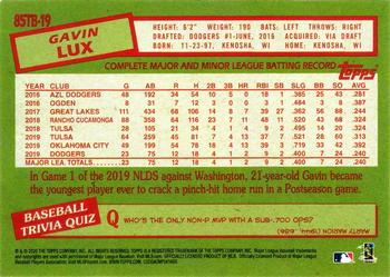 2020 Topps Update - 1985 Topps Baseball 35th Anniversary #85TB-19 Gavin Lux Back