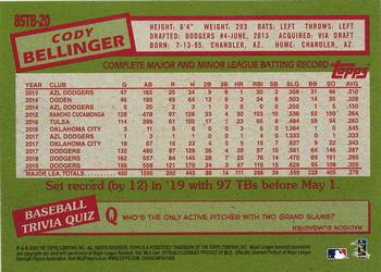 2020 Topps Update - 1985 Topps Baseball 35th Anniversary #85TB-20 Cody Bellinger Back