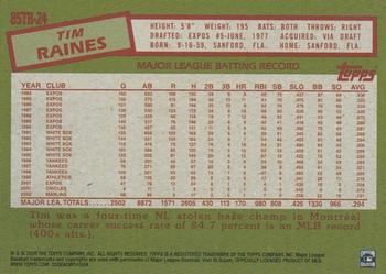 2020 Topps Update - 1985 Topps Baseball 35th Anniversary #85TB-24 Tim Raines Back