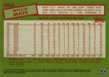 2020 Topps Update - 1985 Topps Baseball 35th Anniversary #85TB-25 Willie Mays Back