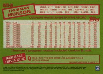 2020 Topps Update - 1985 Topps Baseball 35th Anniversary #85TB-30 Thurman Munson Back