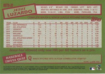 2020 Topps Update - 1985 Topps Baseball 35th Anniversary #85TB-31 Jesus Luzardo Back