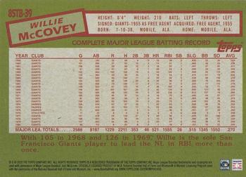 2020 Topps Update - 1985 Topps Baseball 35th Anniversary #85TB-39 Willie McCovey Back