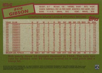 2020 Topps Update - 1985 Topps Baseball 35th Anniversary #85TB-42 Bob Gibson Back