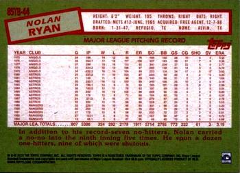 2020 Topps Update - 1985 Topps Baseball 35th Anniversary #85TB-44 Nolan Ryan Back