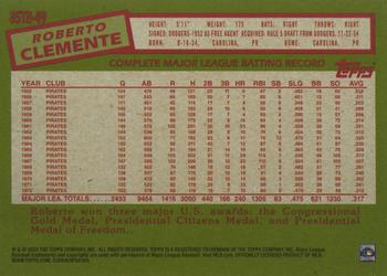 2020 Topps Update - 1985 Topps Baseball 35th Anniversary #85TB-49 Roberto Clemente Back