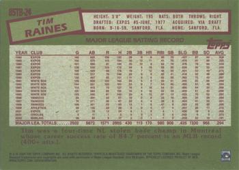 2020 Topps Update - 1985 Topps Baseball 35th Anniversary Blue #85TB-24 Tim Raines Back