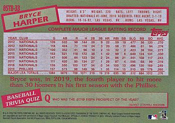 2020 Topps Update - 1985 Topps Baseball 35th Anniversary Blue #85TB-33 Bryce Harper Back