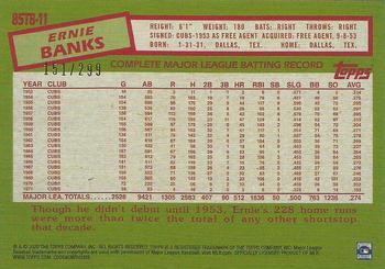 2020 Topps Update - 1985 Topps Baseball 35th Anniversary Black #85TB-11 Ernie Banks Back