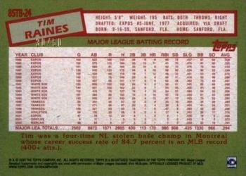 2020 Topps Update - 1985 Topps Baseball 35th Anniversary Gold #85TB-24 Tim Raines Back