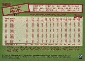 2020 Topps Update - 1985 Topps Baseball 35th Anniversary Platinum #85TB-25 Willie Mays Back