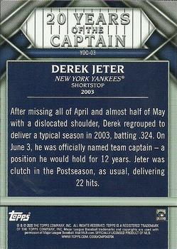 2020 Topps Update - 20 Years of The Captain #YOC-03 Derek Jeter Back