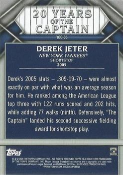 2020 Topps Update - 20 Years of The Captain #YOC-05 Derek Jeter Back