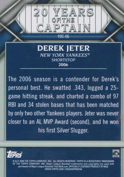 2020 Topps Update - 20 Years of The Captain #YOC-06 Derek Jeter Back