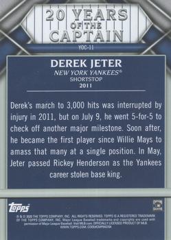 2020 Topps Update - 20 Years of The Captain #YOC-11 Derek Jeter Back