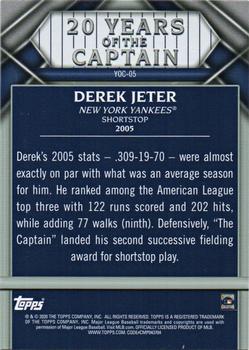 2020 Topps Update - 20 Years of The Captain Blue #YOC-05 Derek Jeter Back