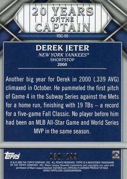 2020 Topps Update - 20 Years of The Captain Black #YOC-00 Derek Jeter Back