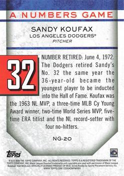 2020 Topps Update - A Numbers Game #NG-20 Sandy Koufax Back